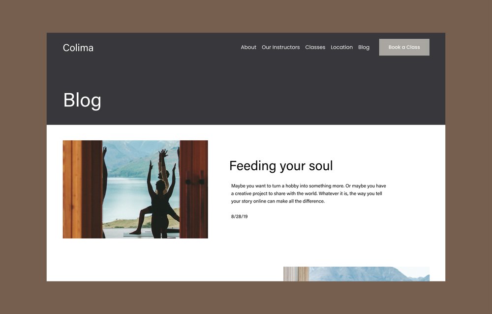 Exemplo de template de site do Squarespace para blog de empresa
